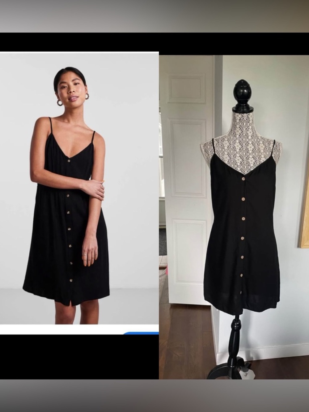 New Medium Button Down Dress. Black.